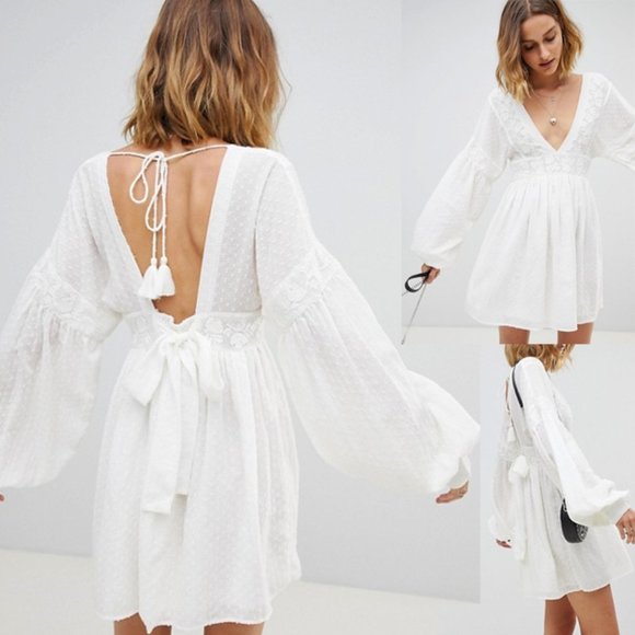 Free People Dresses & Skirts - NEW Free People Sugar Pie Mini White Cotton Dress
